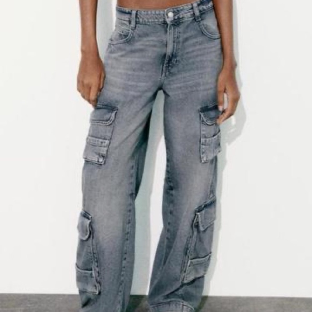 Zara Charcoal Wide Leg Jeans - Brand New With Tags